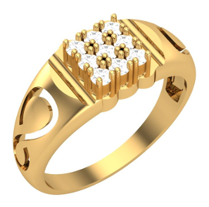 Classic Diamond Cluster Engraved Ring