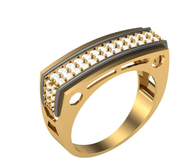Dual Tone Curved Diamond Strip Ring