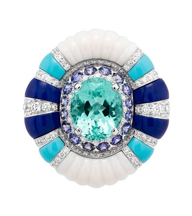 Aqua Radiance Floral Gem Ring