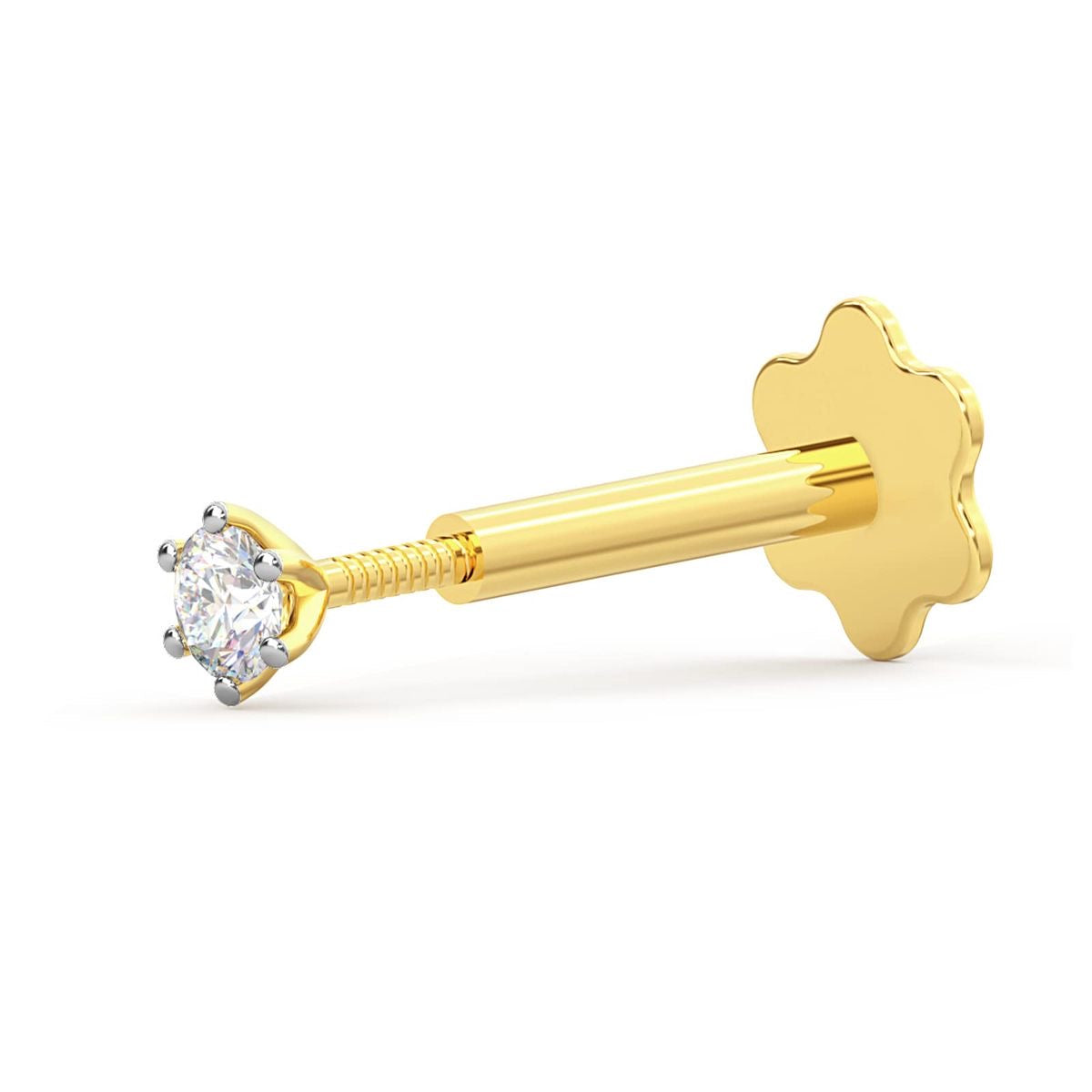 ScrewFit Solitaire Gold Nose Pin