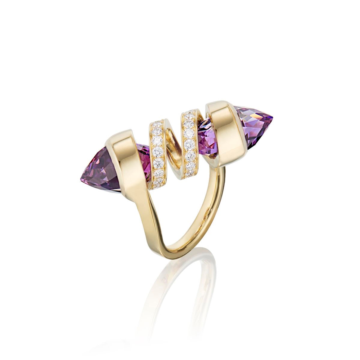 Amethyst Dual Spike Sculpture Ring