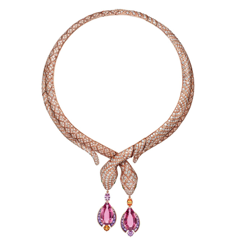 Rosé Serpent Pink Gemstone Necklace