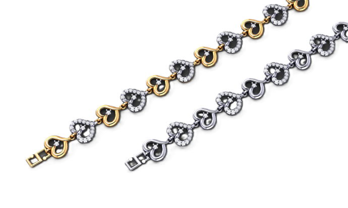 Interlocked Heart Diamond Anklet