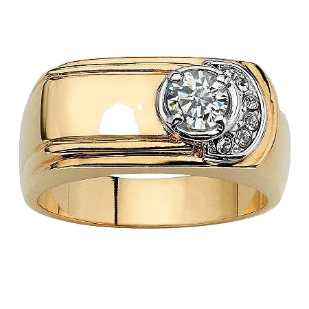 Offset Diamond Curve Gold Ring