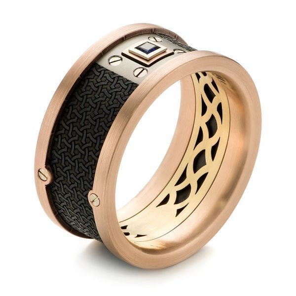 Rose Gold & Black Pattern Signet Ring