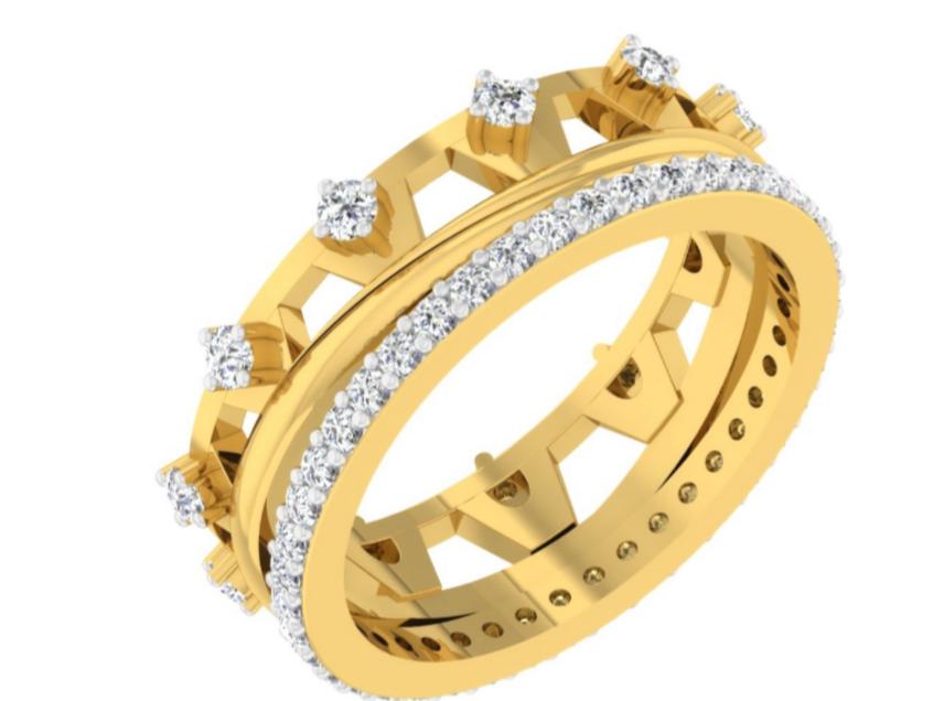 Royal Crown Studded Diamond Bangle