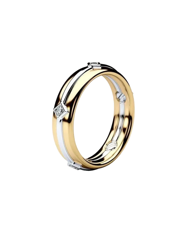 Diamond Split Dual Stripe Ring