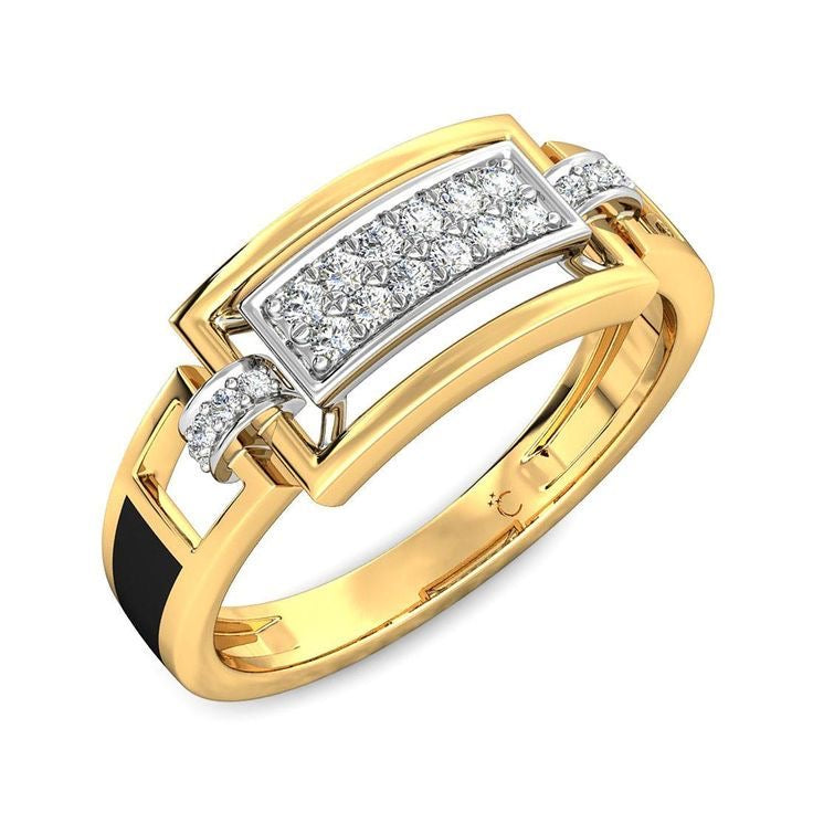 Curved Diamond Panel Gold Ring