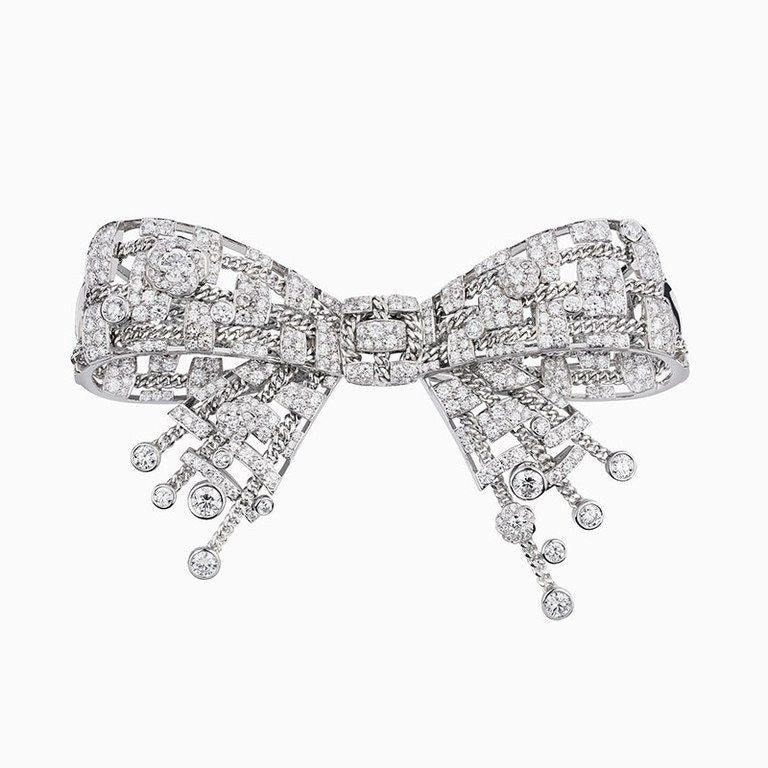 Imperial Lattice Diamond Bow Brooch