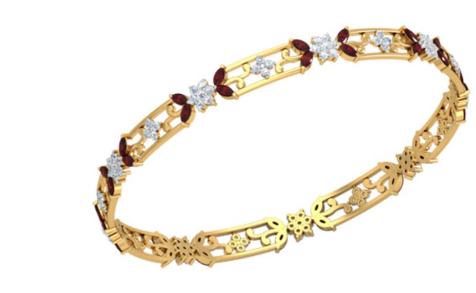 Ruby Blossom Filigree Bangle