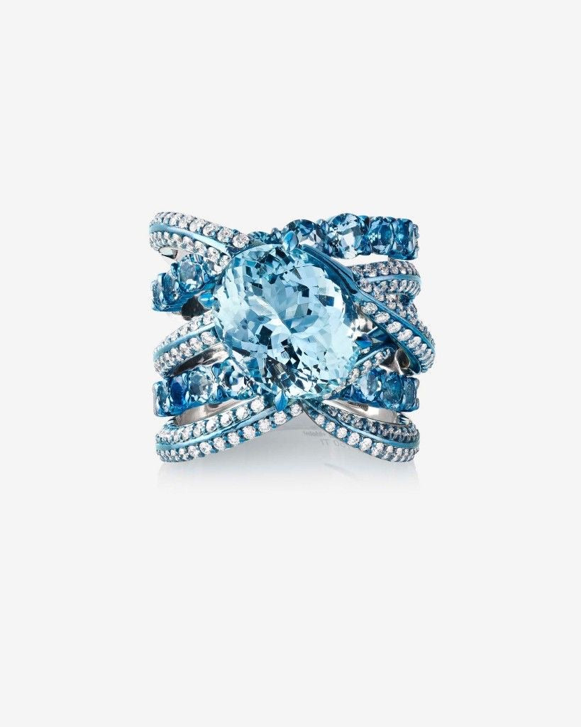 Blue Cluster Criss-Cross Ring