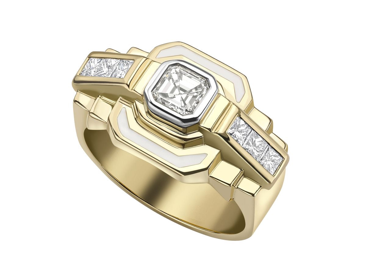 Geometric Step Cut Diamond Ring