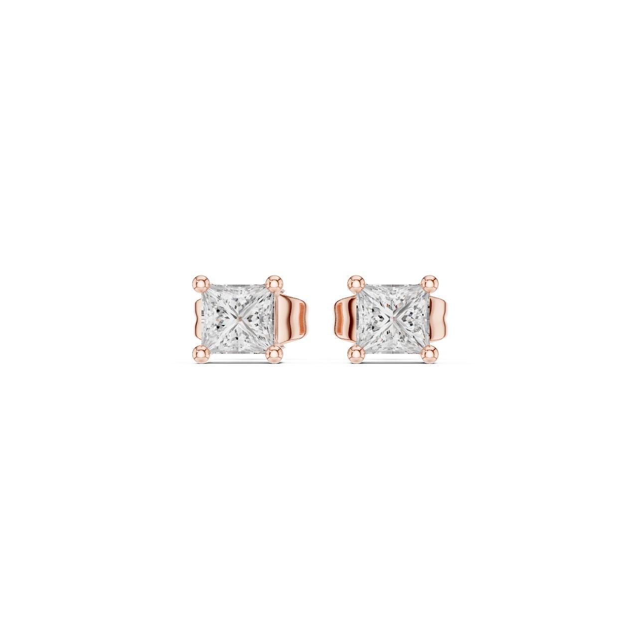 Square Solitaire Stud Earrings