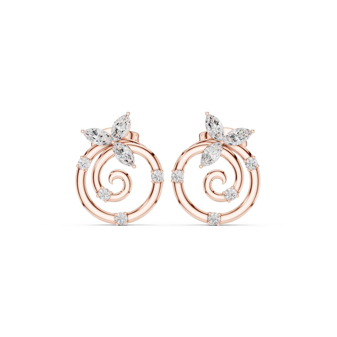Spiral Floral Diamond Earrings