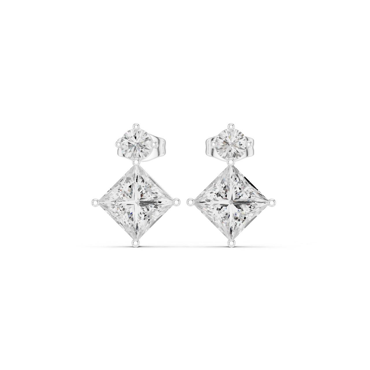 Double Diamond Drop Studs