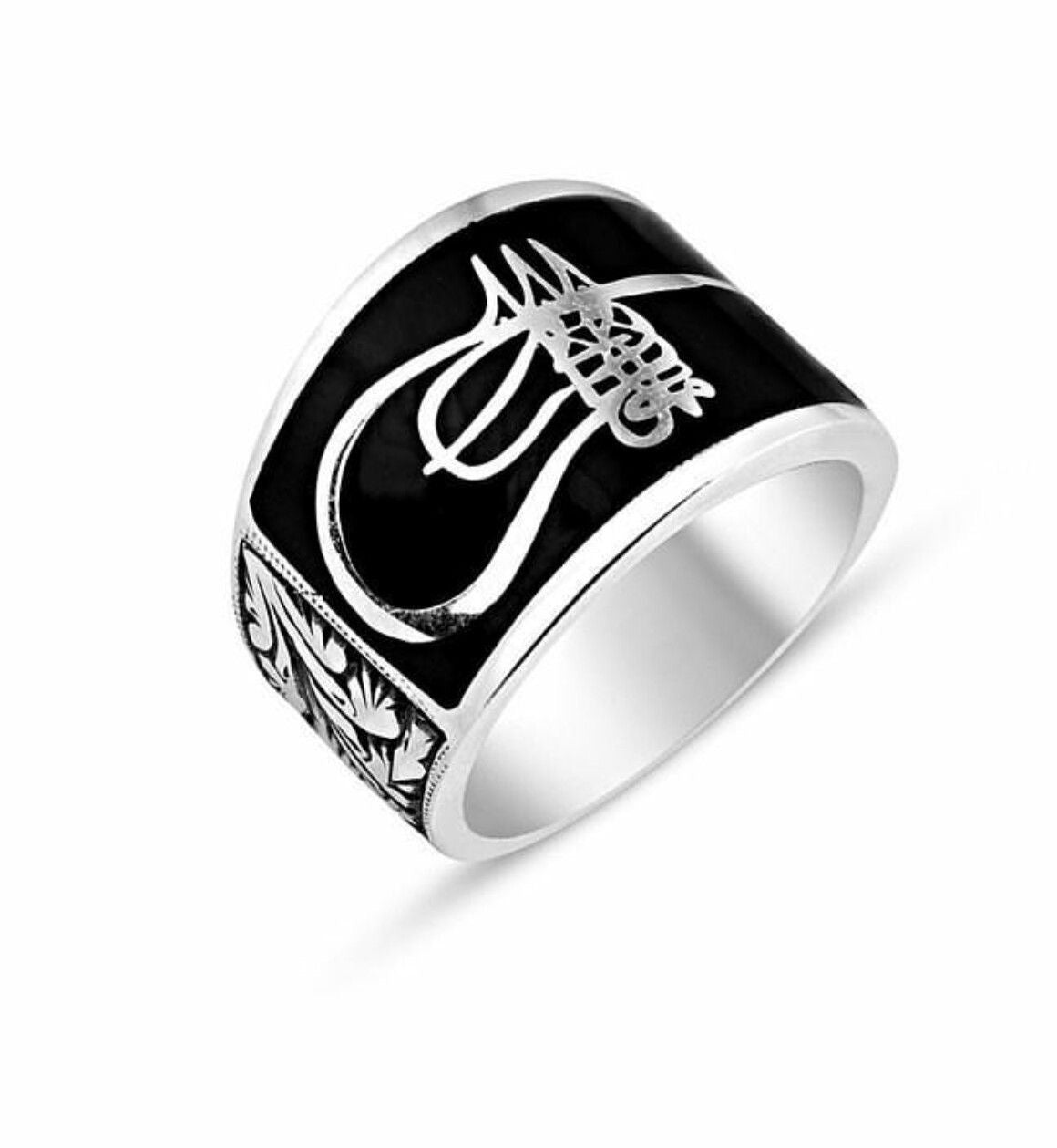 Black Script Signet Ring