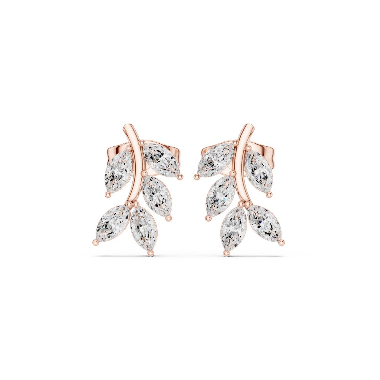 Leaf Vine Diamond Studs