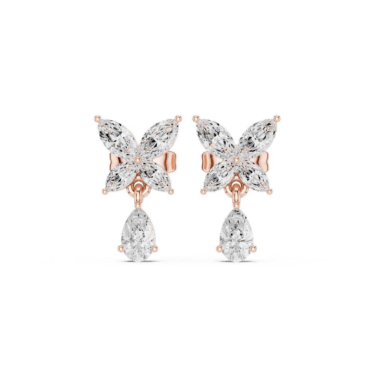 Butterfly Drop Diamond Earrings