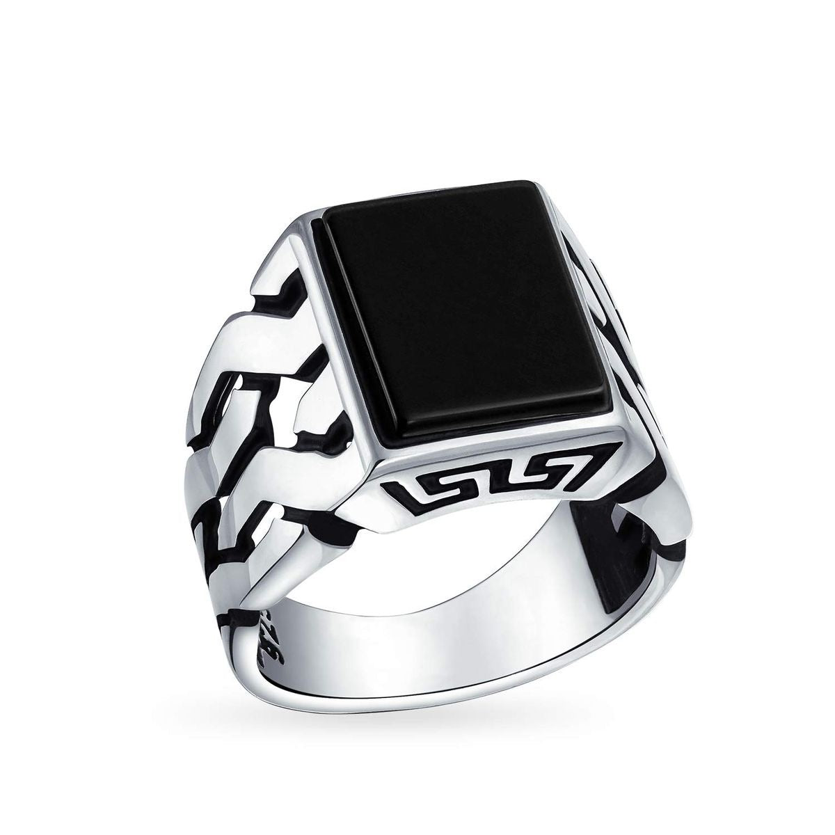 Black Onyx Greek Signet Ring