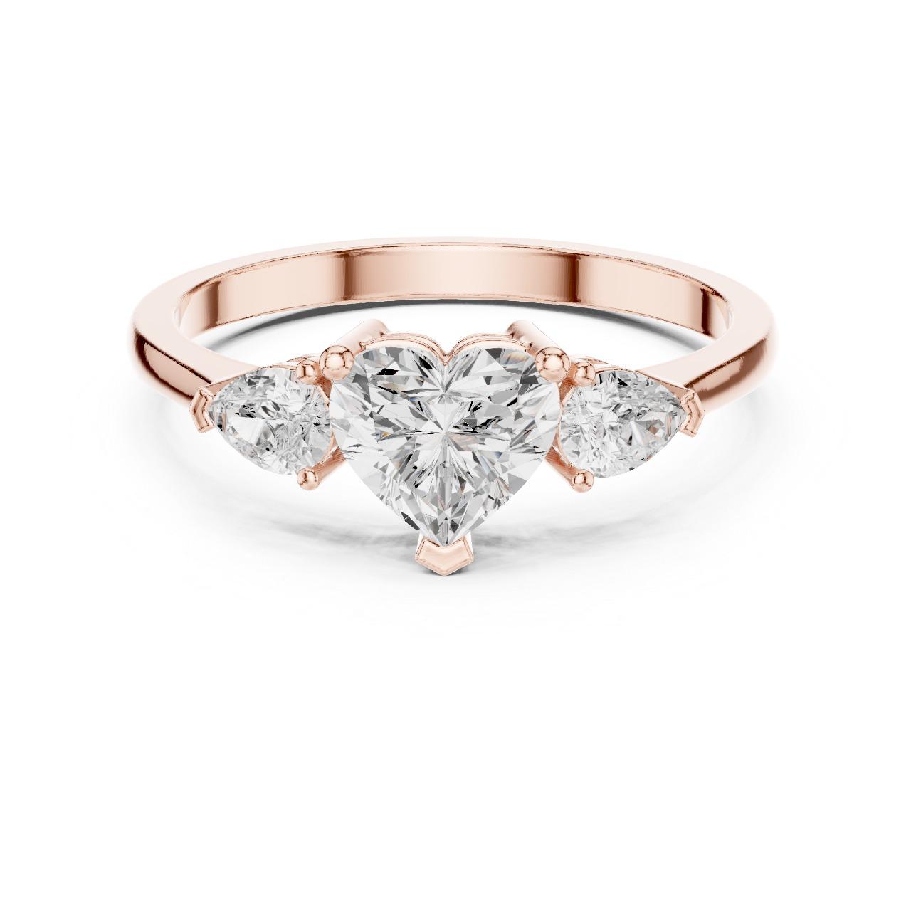 Heart Diamond Trio Ring