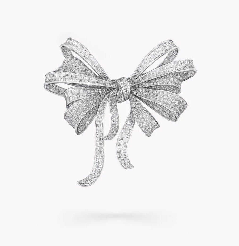 Eternal Ribbon Diamond Bow Brooch