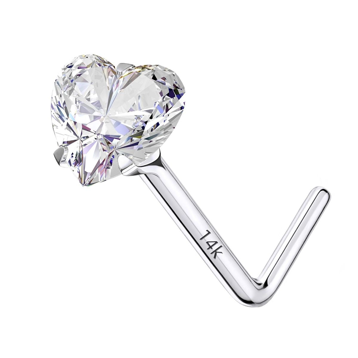 CrystalHeart Silver Nose Pin