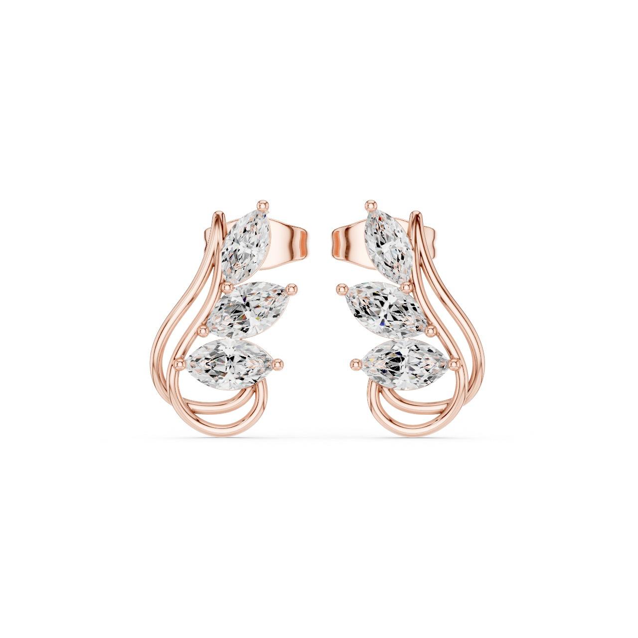Leafy Curve Diamond Earrings