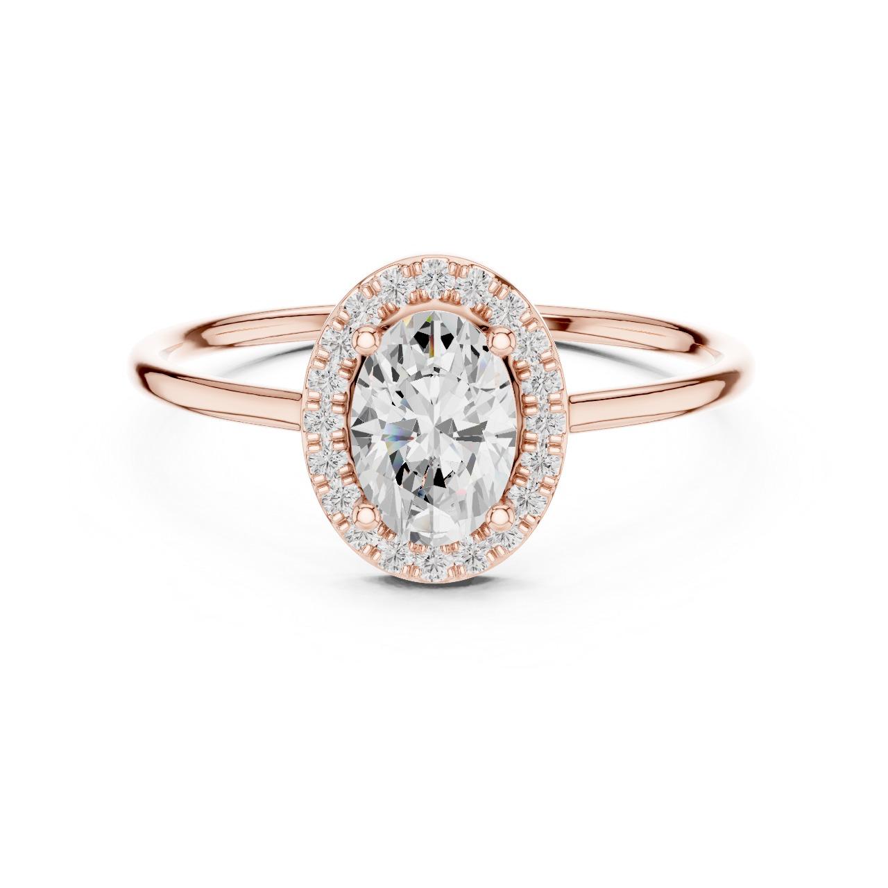 Oval Halo Solitaire Ring