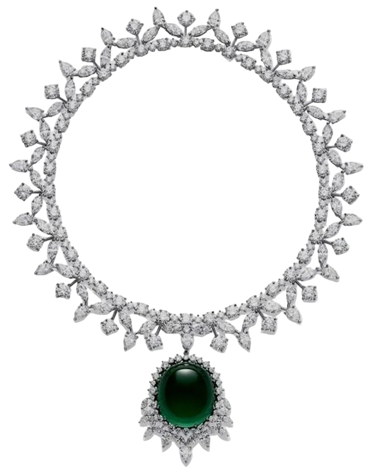 Emerald Drop Halo Necklace