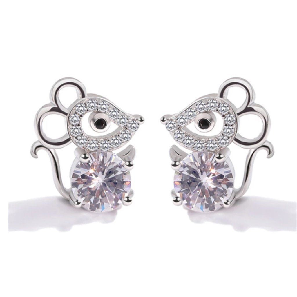 Shiny Mouse & Crystal Studs