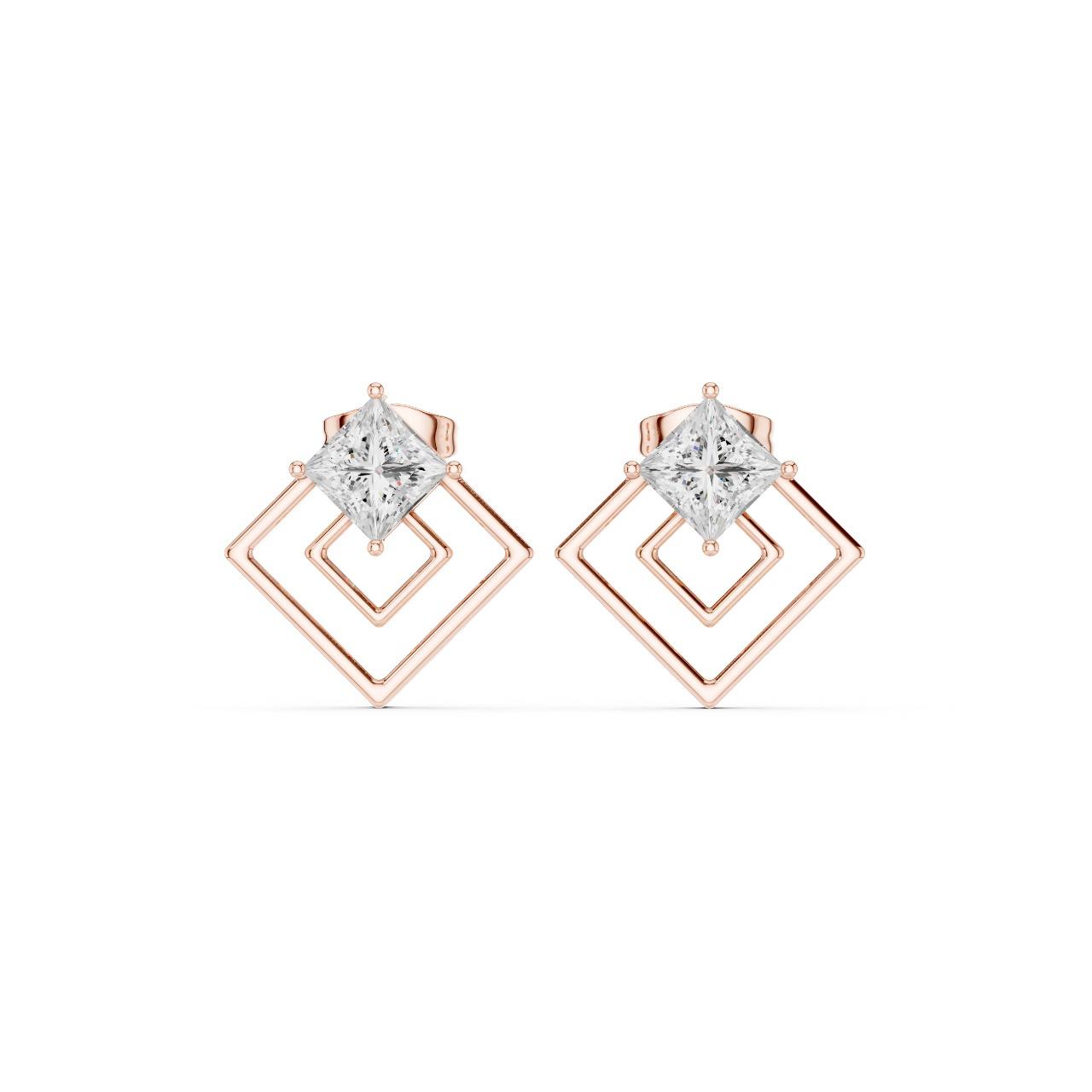 Geometric Diamond Square Earrings