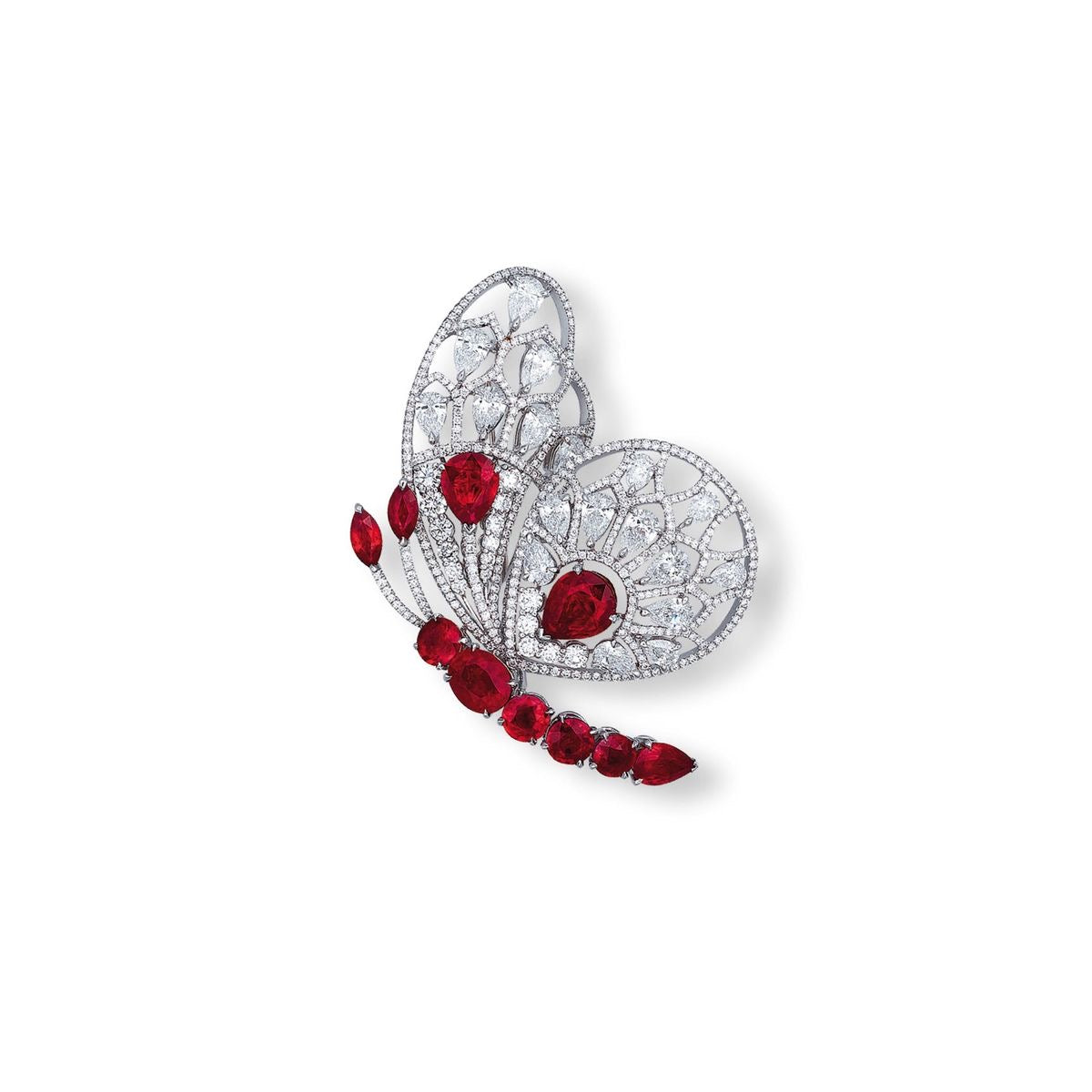 Crimson Flame Butterfly Brooch