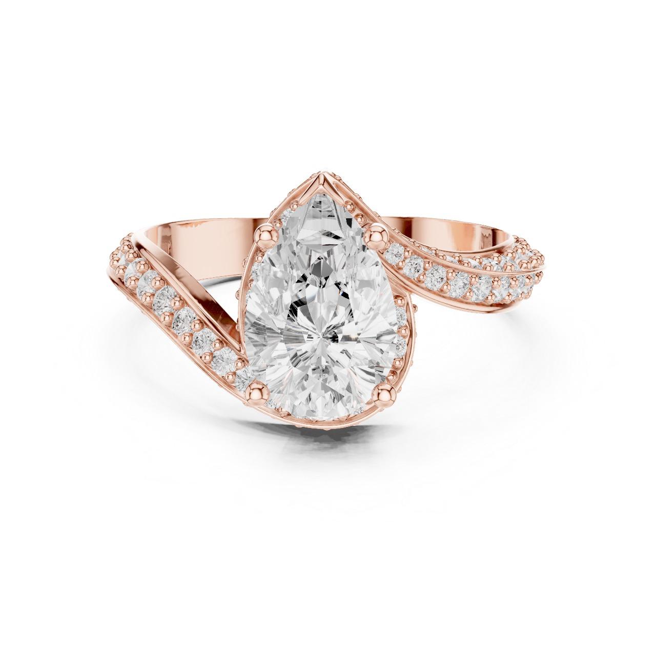 Pear Grande Swirl Halo Ring