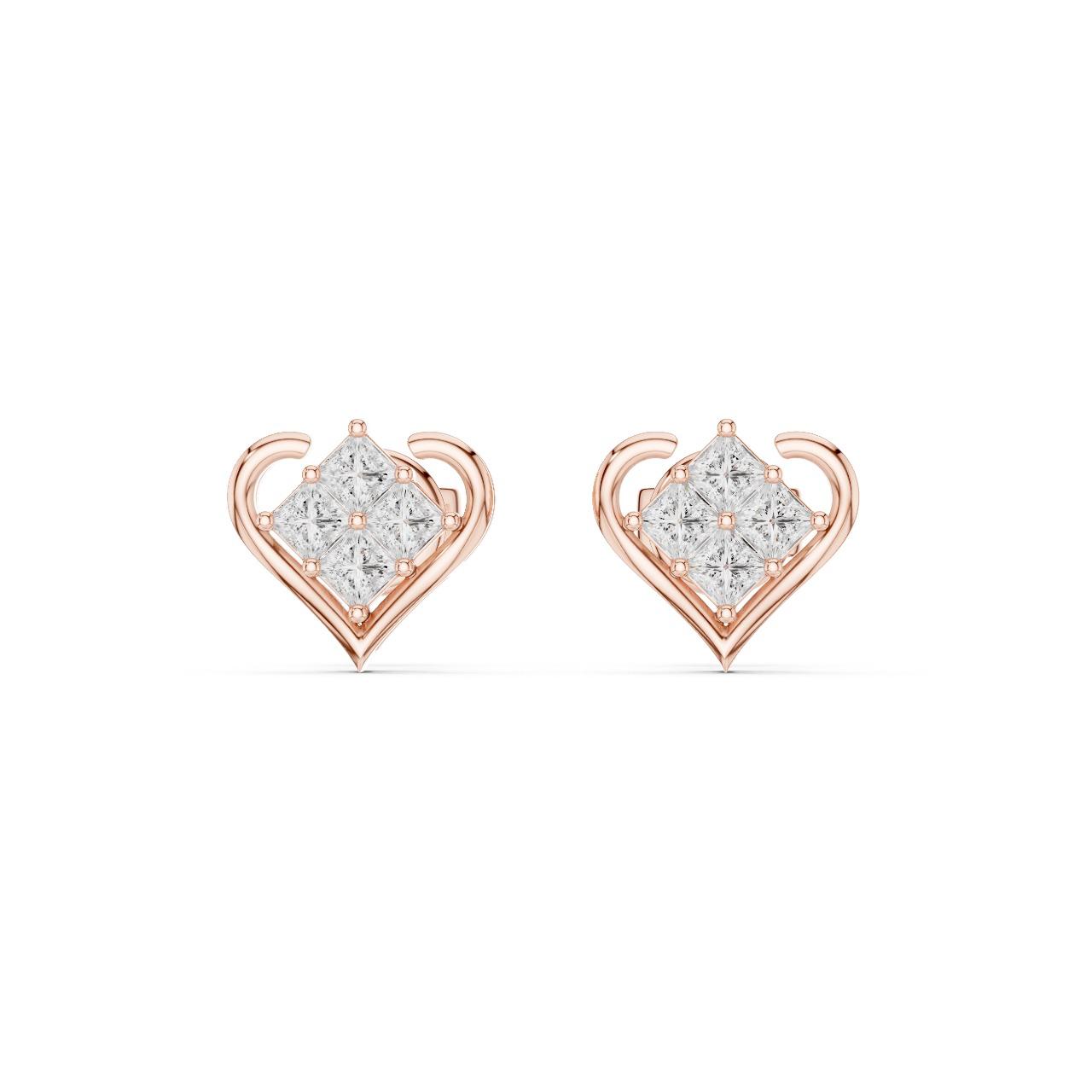 Heart Crown Diamond Studs