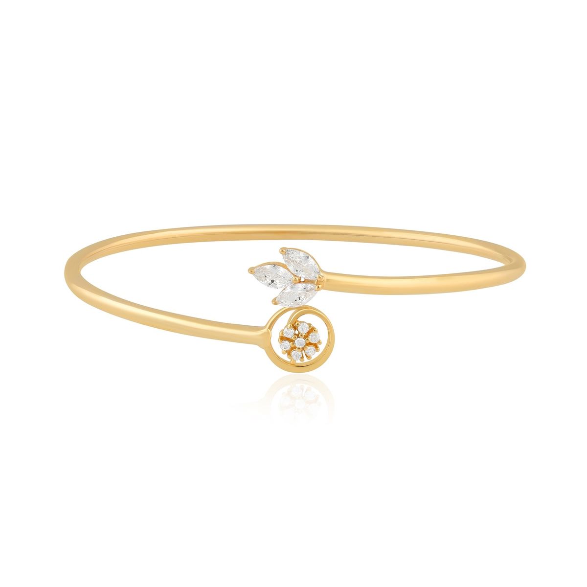 Floral Leaf Open Bracelet