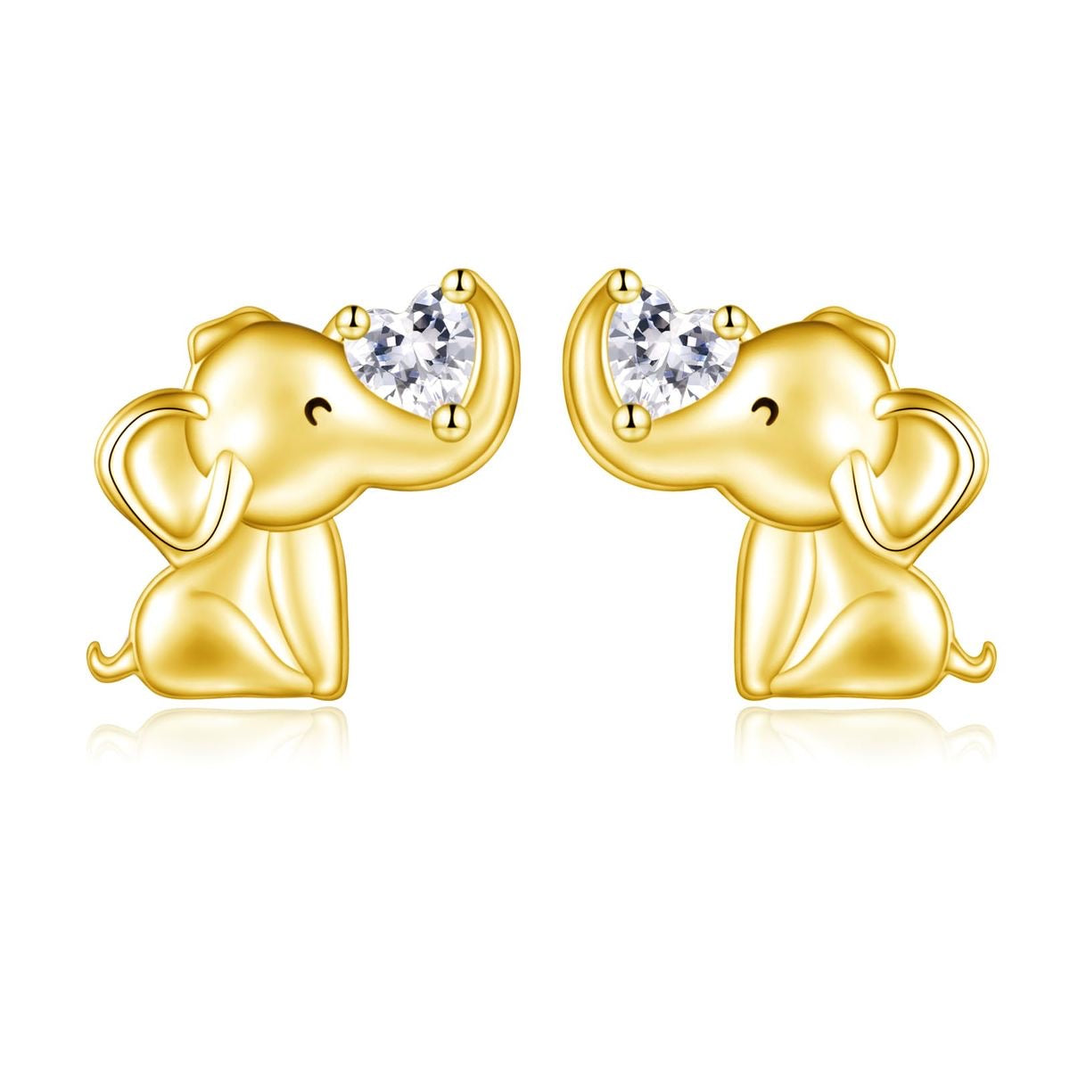 White Crystal Elephant Studs (Gold)