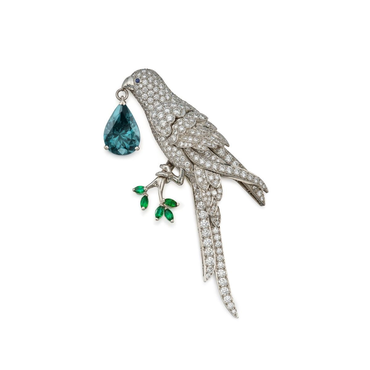 Emerald Sky Parrot Brooch