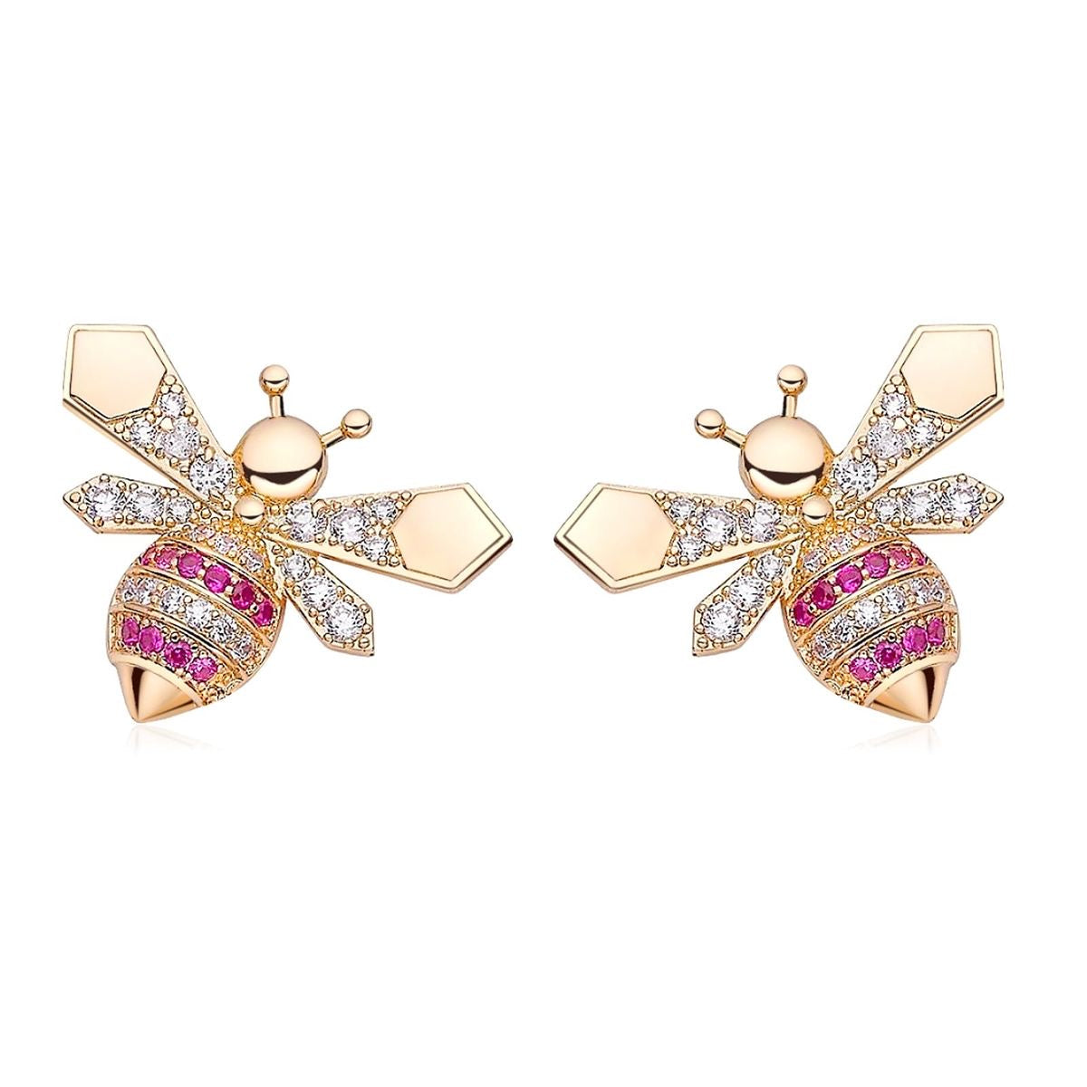 Honeybee Shine Pink & Diamond Studs