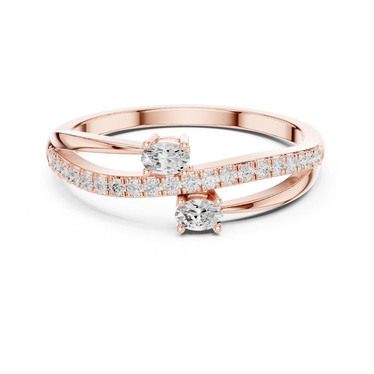 Twin Sparkle Crossover Ring