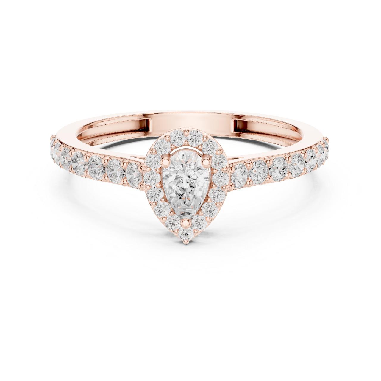 Pear Halo Pavé Ring