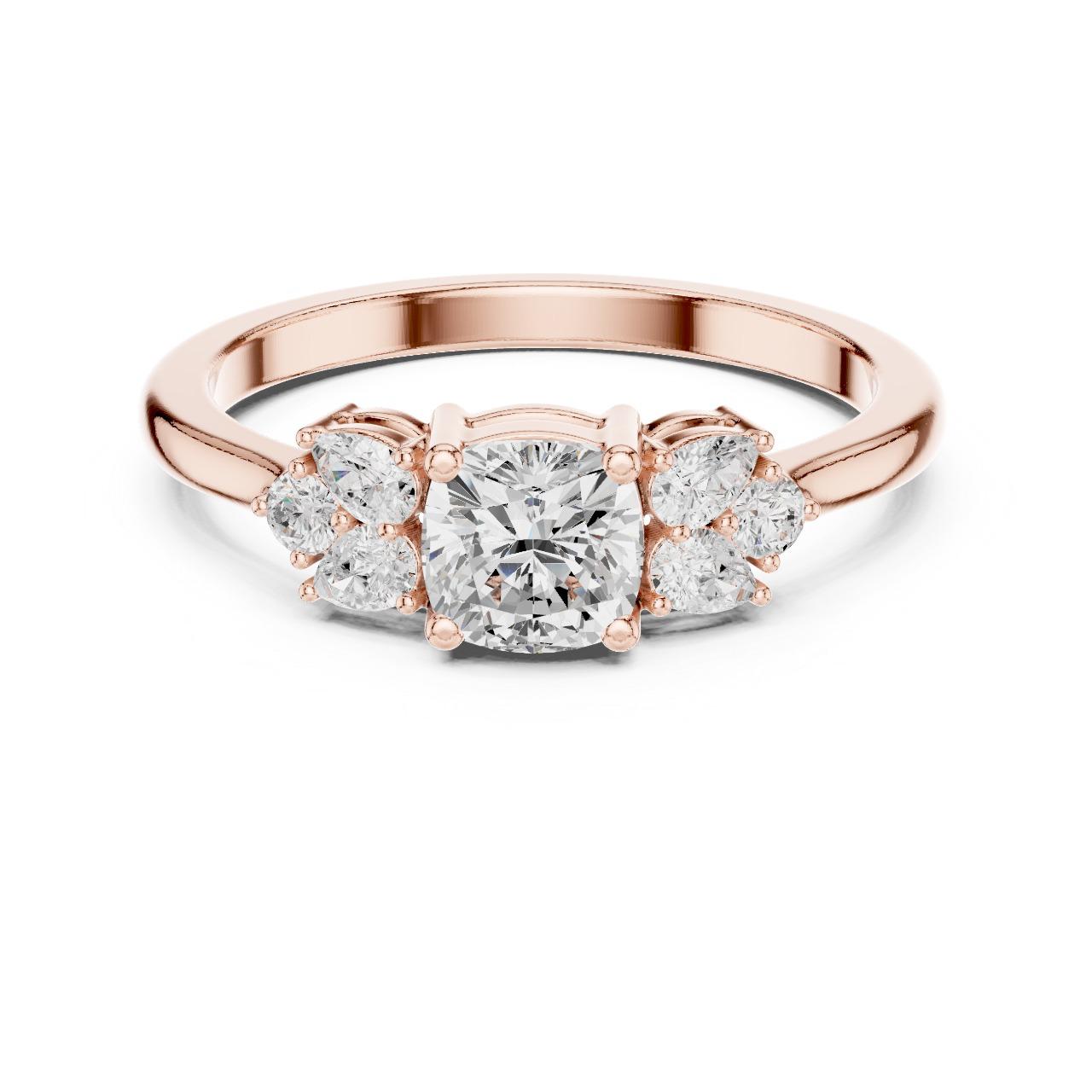 Cushion Trio Cluster Ring