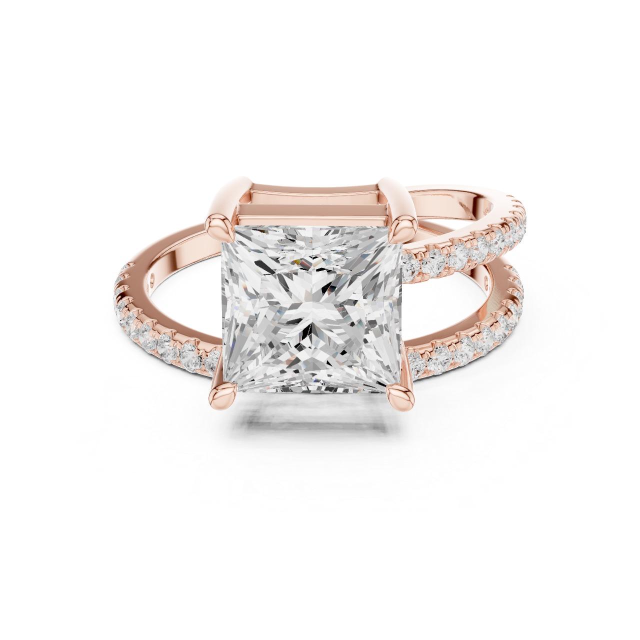 Princess Split Pavé Solitaire