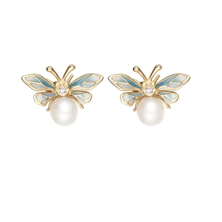 Pearl Wing Butterfly Studs