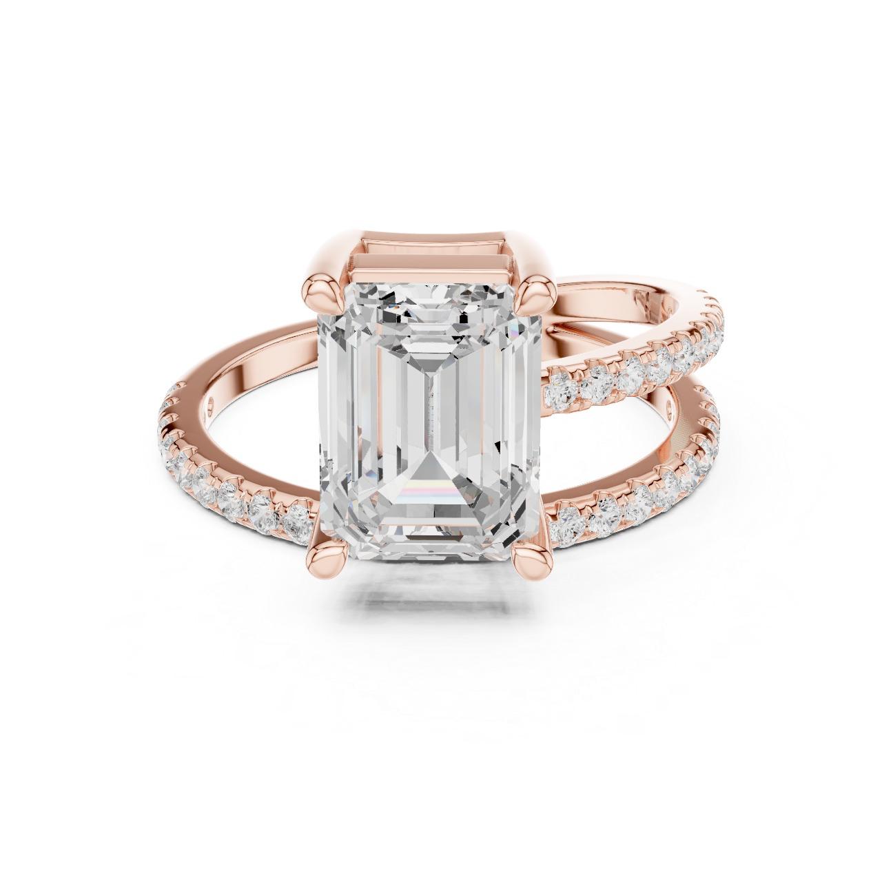 Emerald Double-Band Spiral Ring