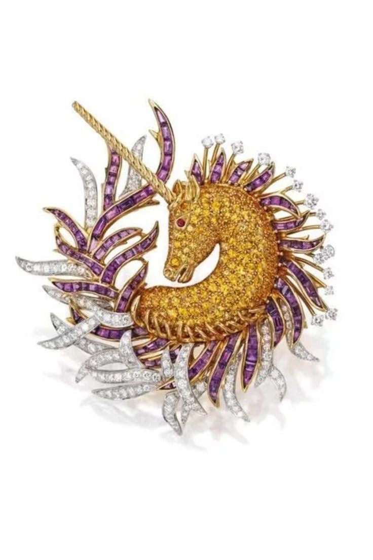 Mythic Flame Unicorn Brooch