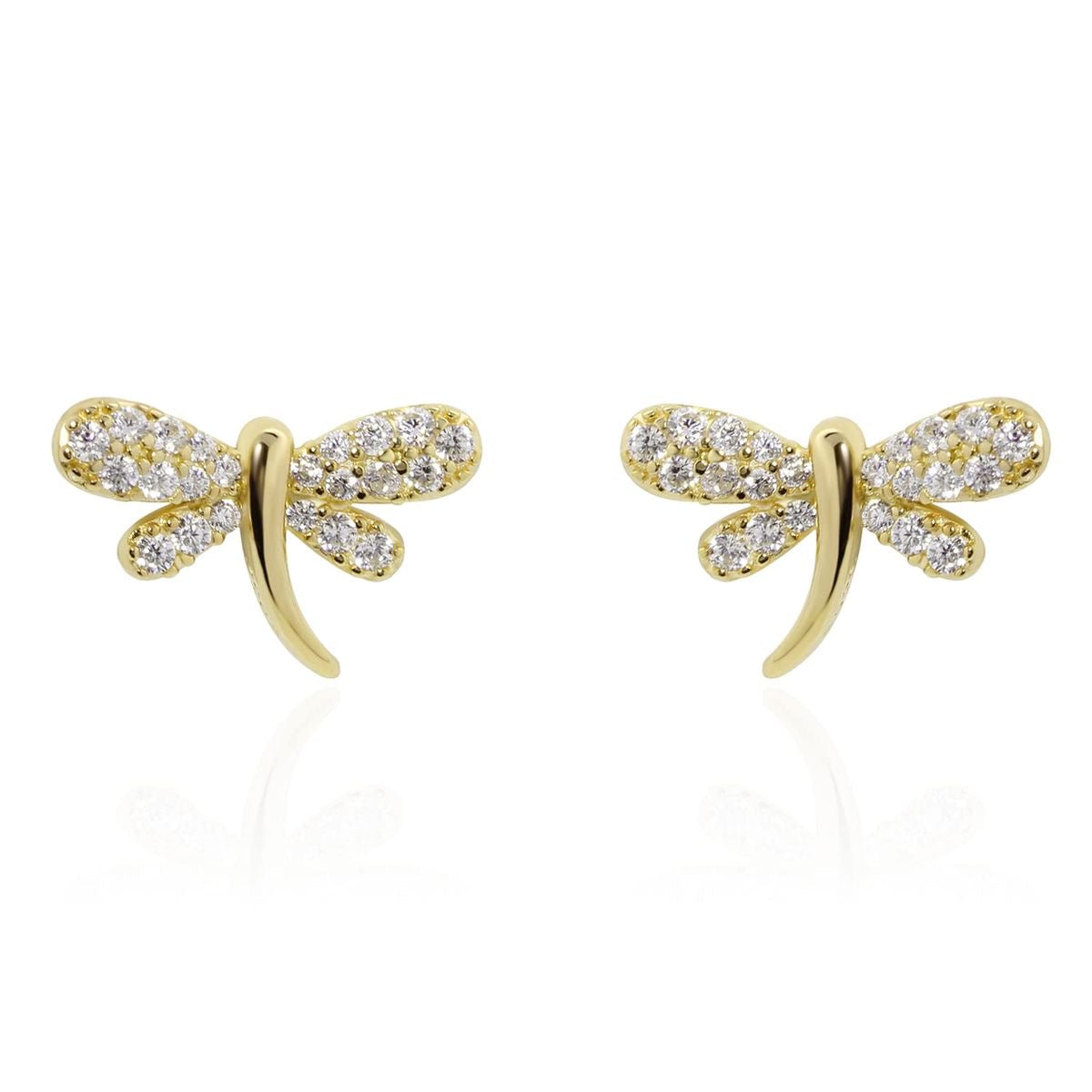 Sparkle Dragonfly Gold Studs
