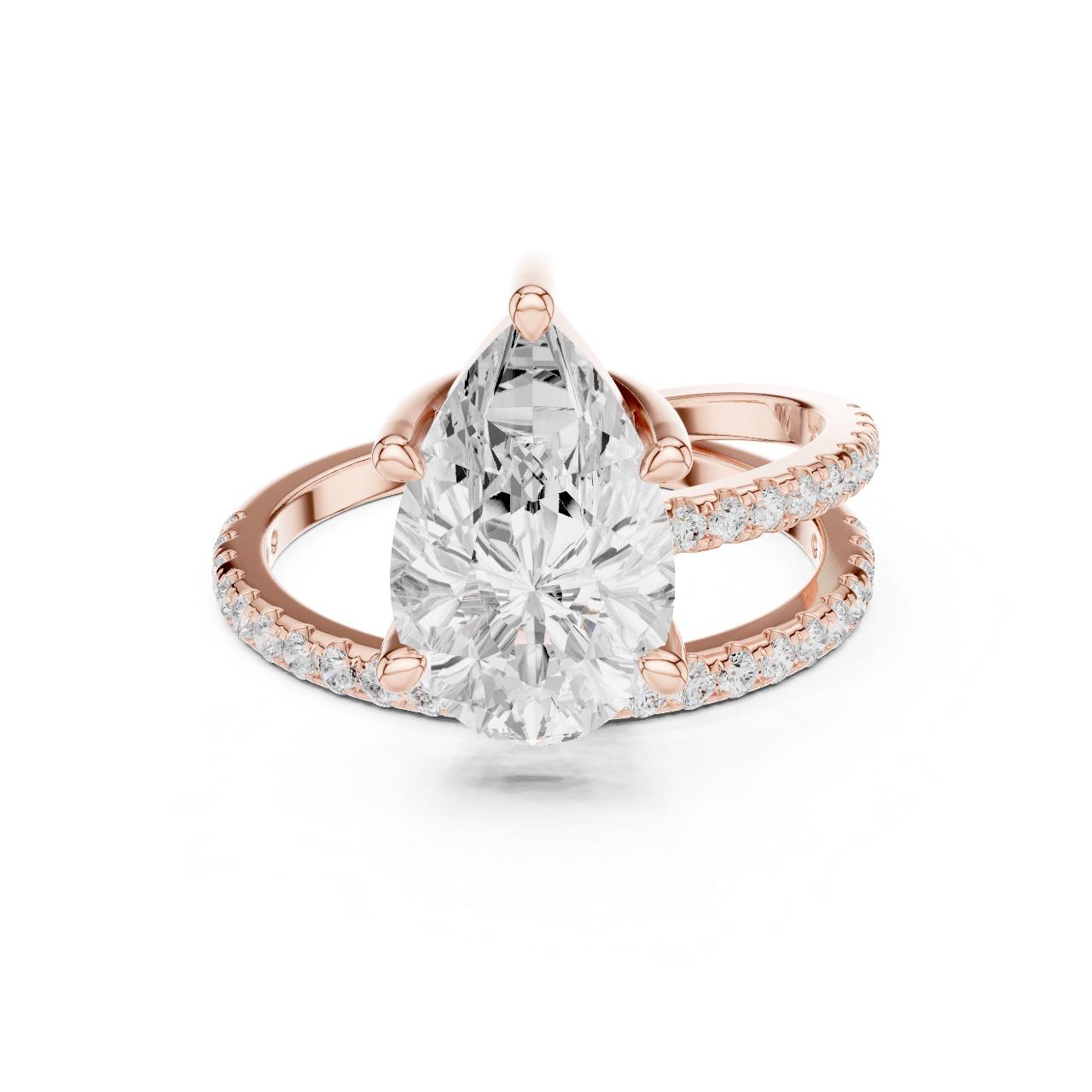 Pear Spiral Glam Ring