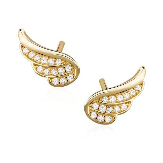 Diamond wings Gold Studs