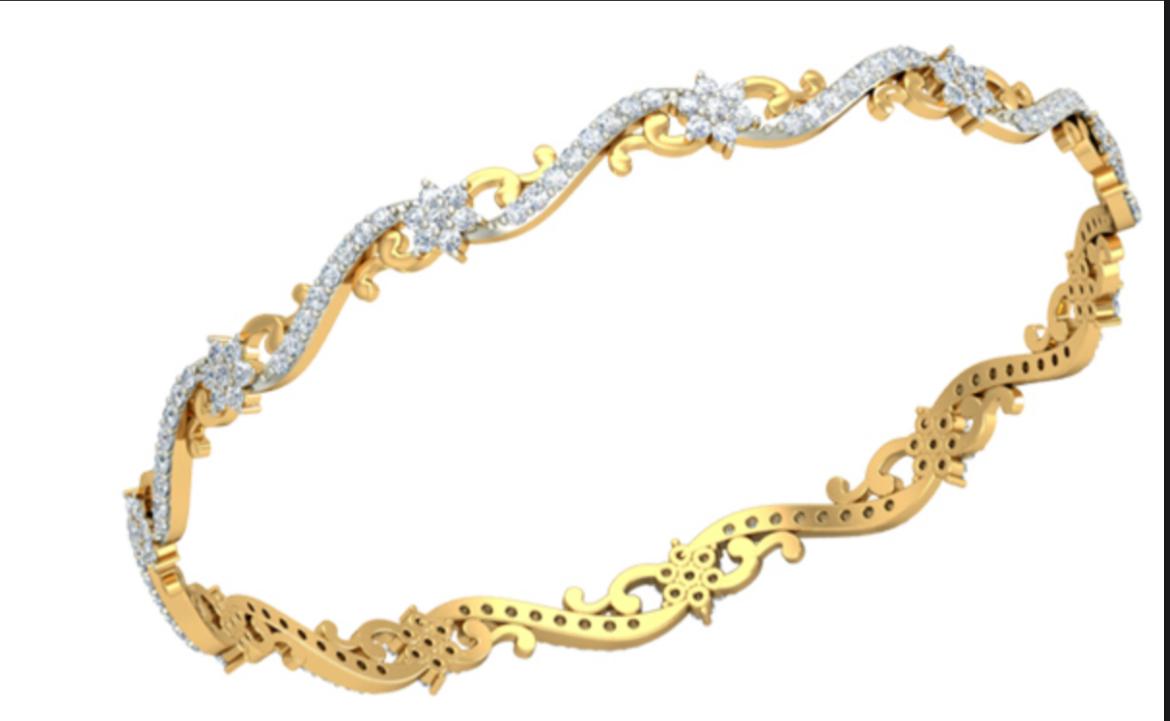 Twisted Floral Diamond Bangle