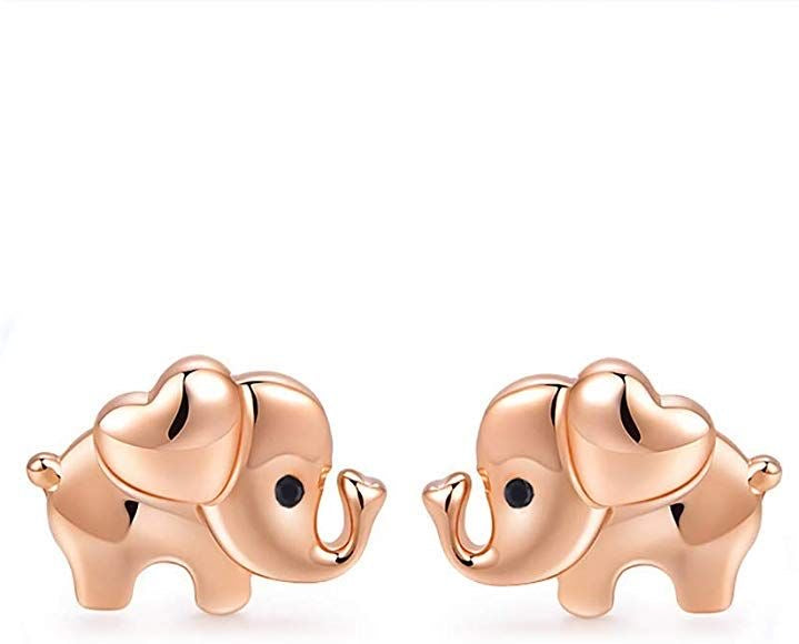Rose-Gold Elephant Heart Studs